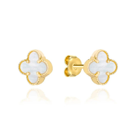 ⭐ Gold clover earrings with mother of pearl 6mm ♥ GoldJewellery
