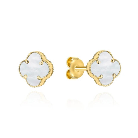 ⭐ Gold clover earrings with mother of pearl 6mm ♥ GoldJewellery