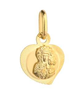 Medal Mother of God of Częstochowa heart to the right 14k gold