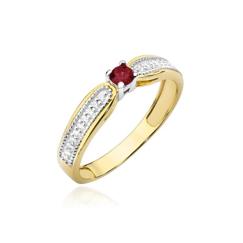 Gold ring with ruby and diamonds Gold ring with ruby and diamonds