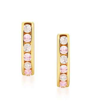 Gold earrings pink stones 8k