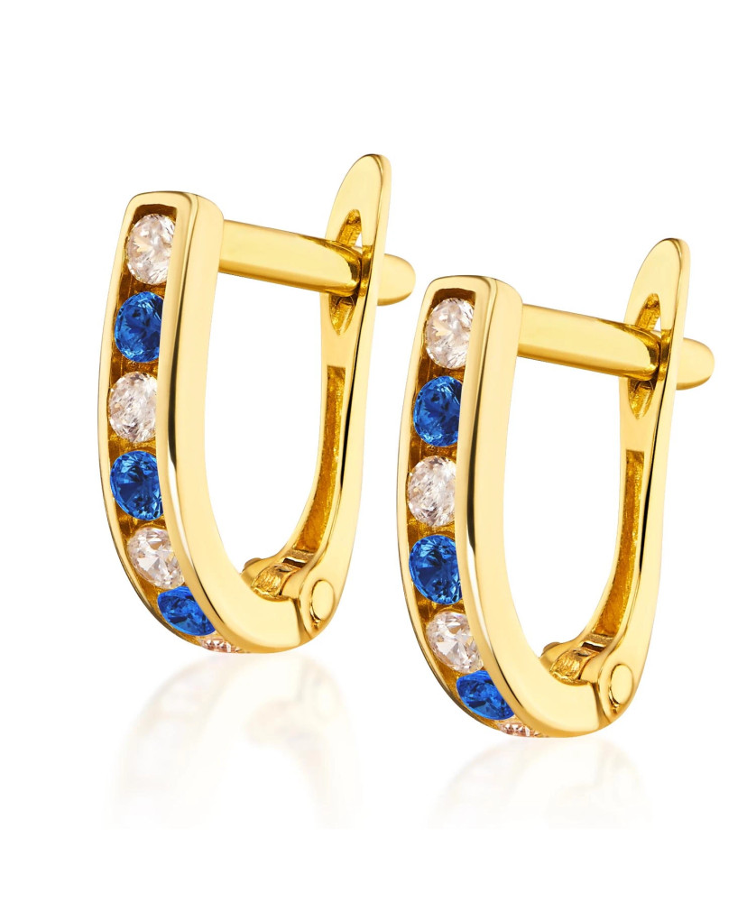 Gold earrings blue stones 8k