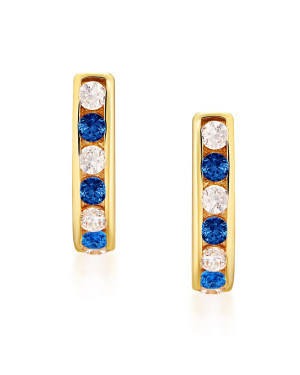 Gold earrings blue stones 8k