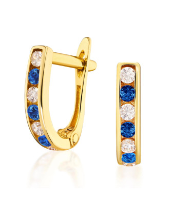 Gold earrings blue stones 8k