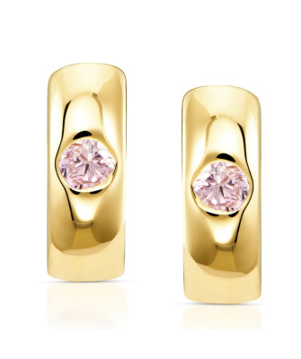 Earrings for communion hoops pink zirconia 14k gold