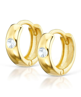 Earrings for a girl for communion hoops zirconia 14k gold