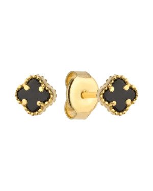 Gold earrings with a black clover 5mm