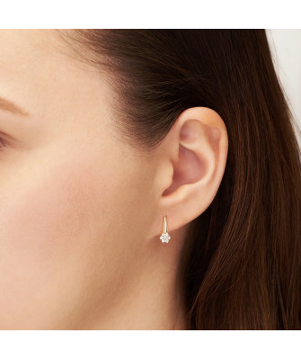 Earrings for communion pink flower stone 14k gold test