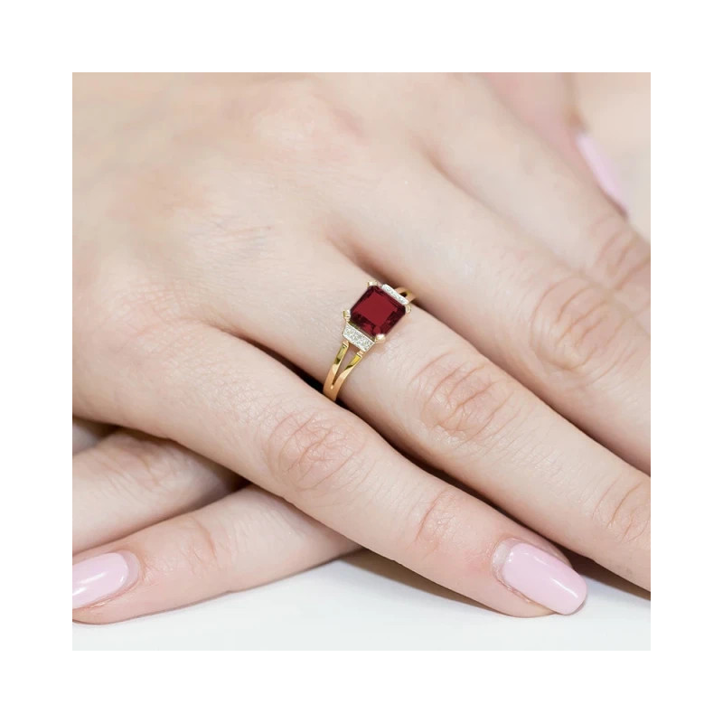 Gold ring with diamond EY-103 garnet | GoldJewellery