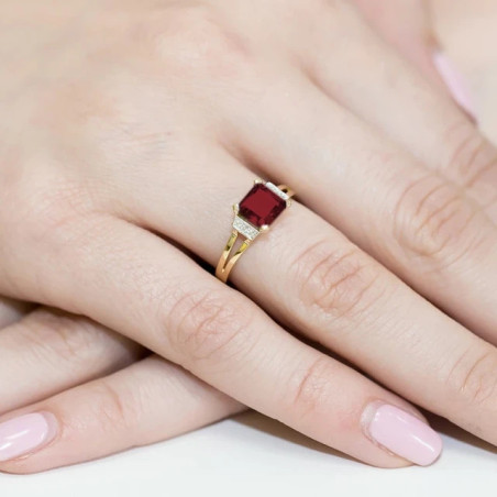 Gold ring with diamond EY-103 garnet | GoldJewellery