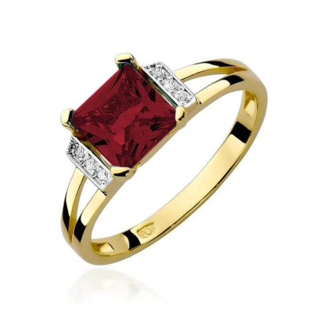 Gold ring with diamond EY-103 garnet | GoldJewellery