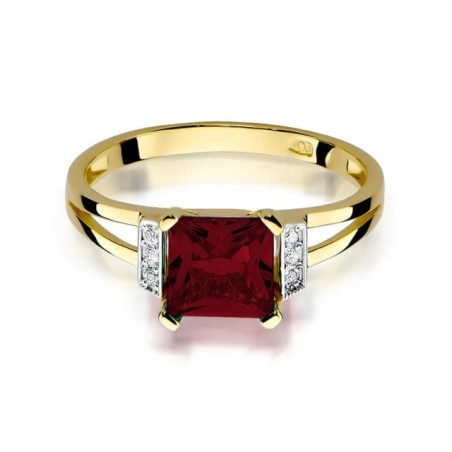 Gold ring with diamond EY-103 garnet | GoldJewellery