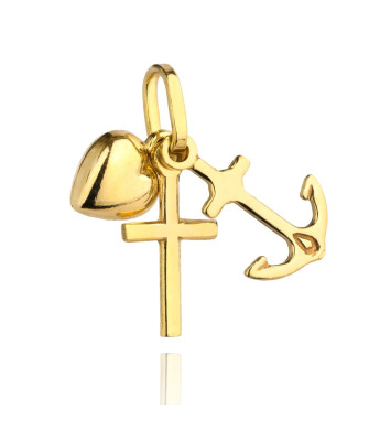 Gold pendant faith hope love