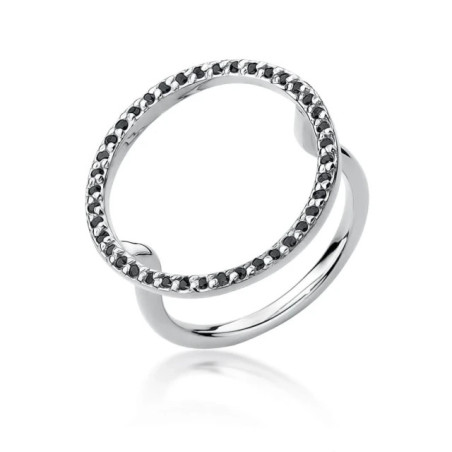 Ring with black diamonds, white gold, 0.20 ct
