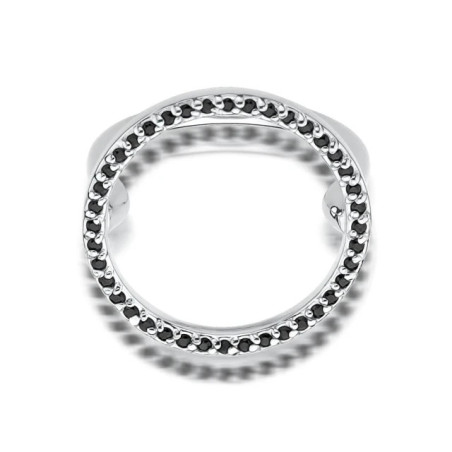 Ring with black diamonds, white gold, 0.20 ct