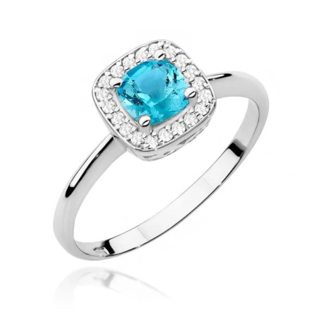 Ring with topaz diamonds, white gold, 585