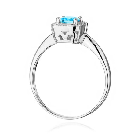 Ring with topaz diamonds, white gold, 585
