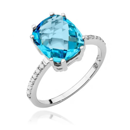 Topaz ring made of 585 white gold