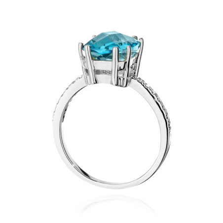Topaz ring made of 585 white gold