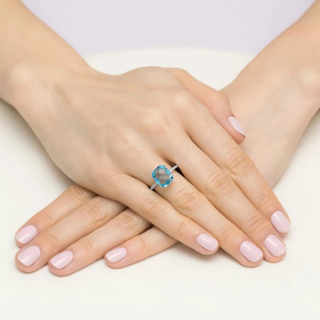 Topaz ring made of 585 white gold