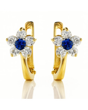 Gold earrings with blue stone