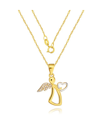 Gold pendant Angel with heart