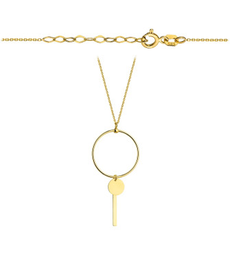 Necklace gold circle, circle and line