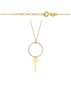 Necklace gold circle, circle and line
