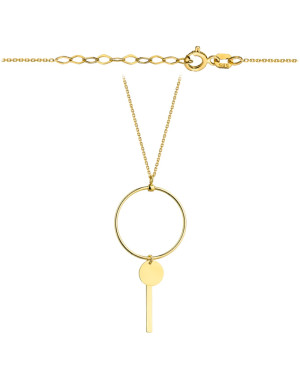 Necklace gold circle, circle and line