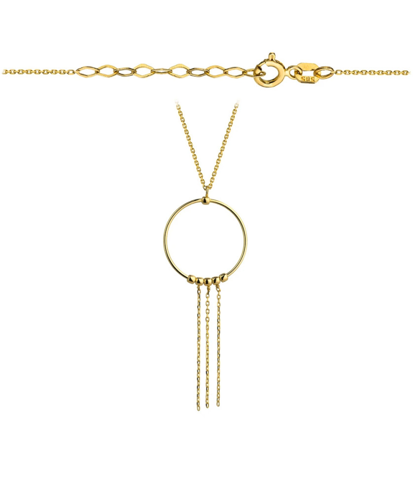 Gold circle necklace with chains