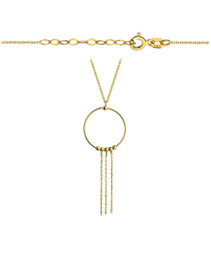 Gold circle necklace with chains