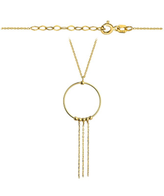 Gold circle necklace with chains