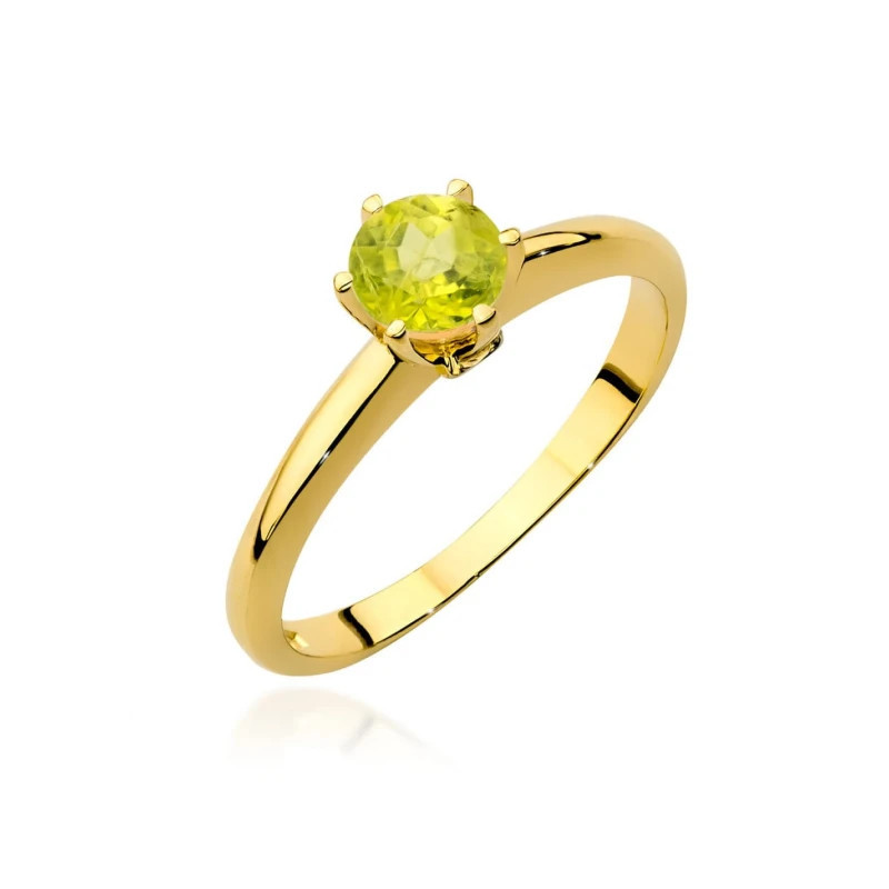 Gold ring with 585 peridot, certified Gold ring with 585 peridot, certified