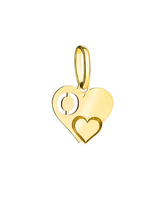 Gold pendant letter O with a heart
