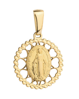 Miraculous Medal in a round openwork setting