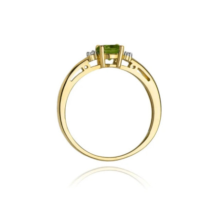 Peridot ring with diamonds, 585 gold