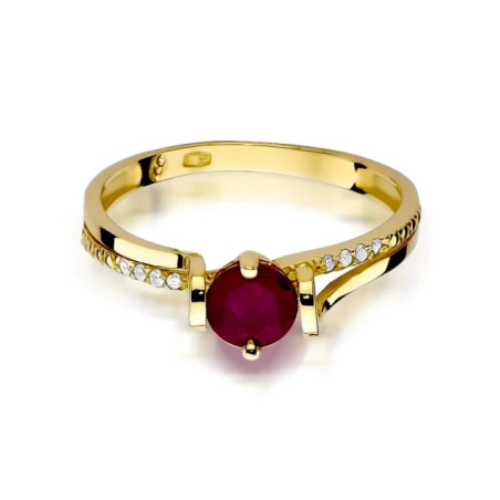 Ruby and diamonds ring in 585 gold