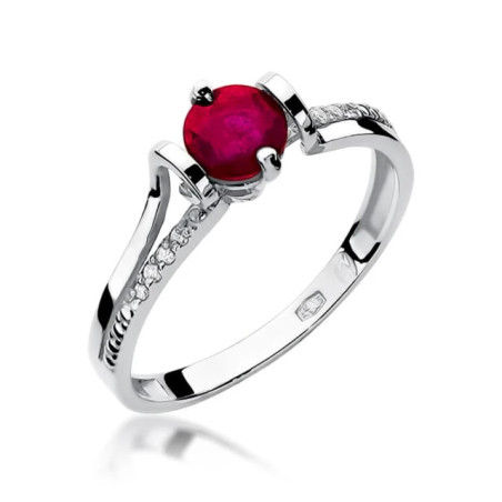 Gold Ring 585 White Gold Ruby Diamonds Certificate
