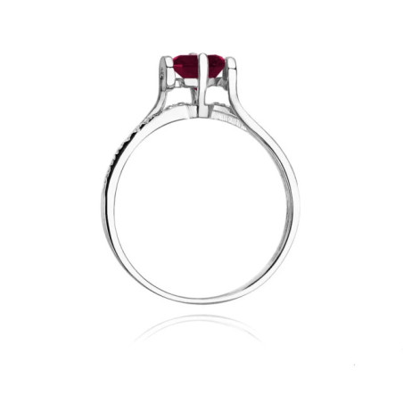 Gold Ring 585 White Gold Ruby Diamonds Certificate