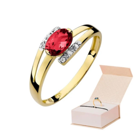 Ruby ring with gold diamonds
