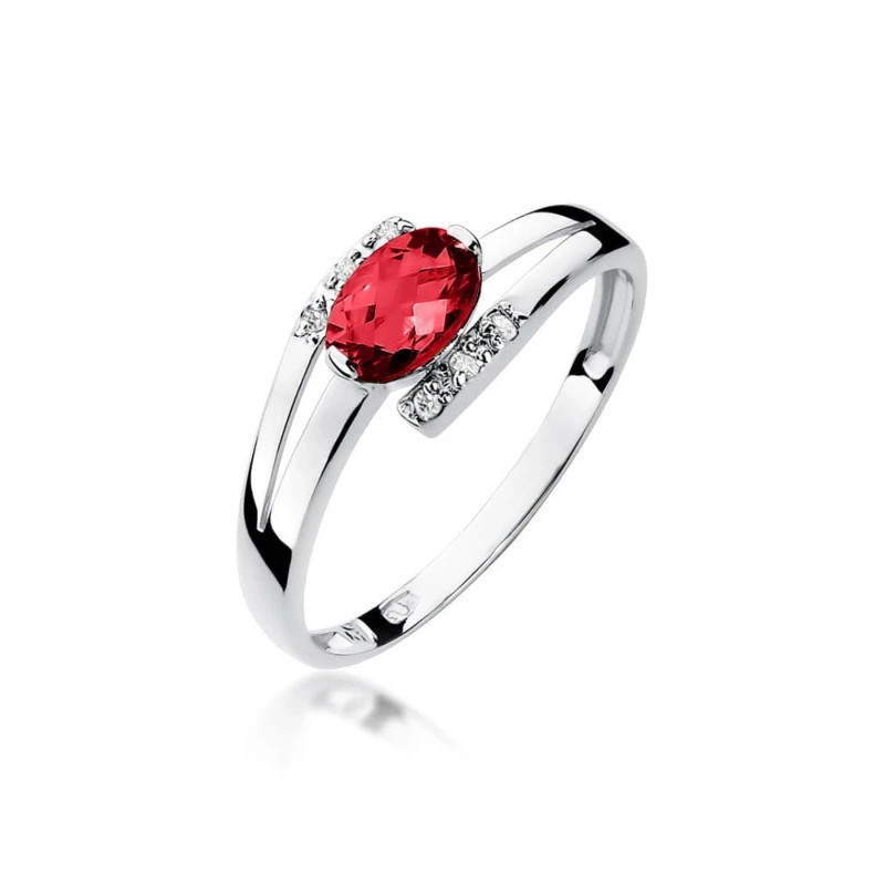 Ring with ruby and diamonds in white gold Ring with ruby and diamonds in white gold