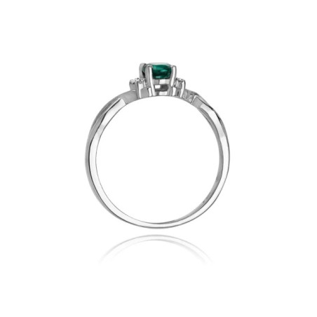 Gold Ring 585 White Gold Intertwined Emerald Diamonds