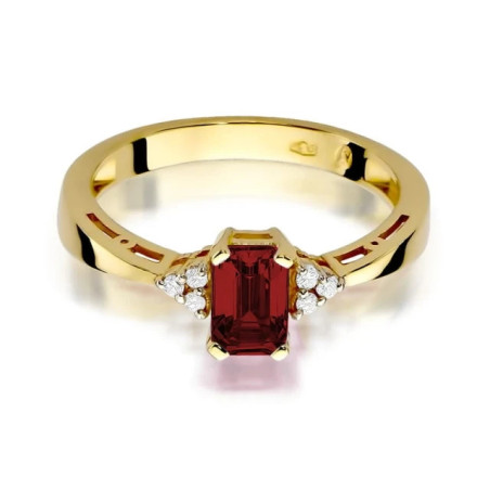 Garnet ring, 585 gold certificate