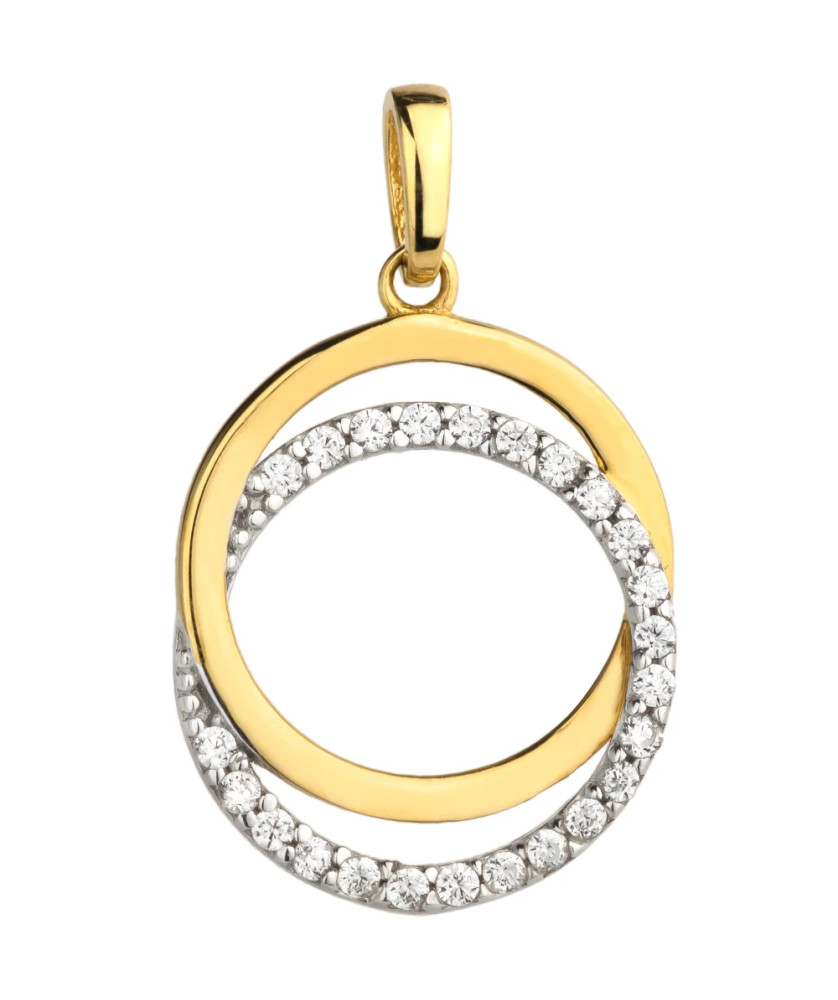 Gold and zirconia two-ring pendant