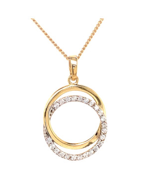 Gold and zirconia two-ring pendant
