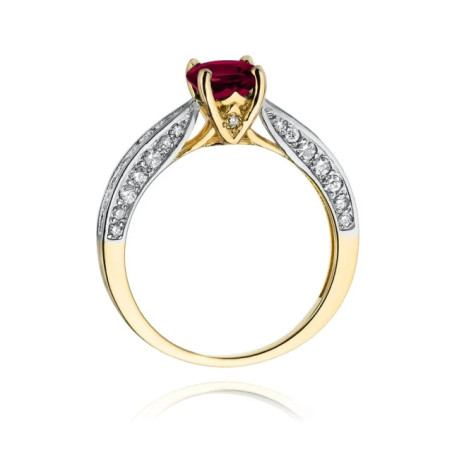 Gold ring with ruby ​​and diamonds, certificate