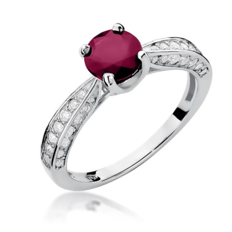 585 gold ring with a ruby ​​in white gold