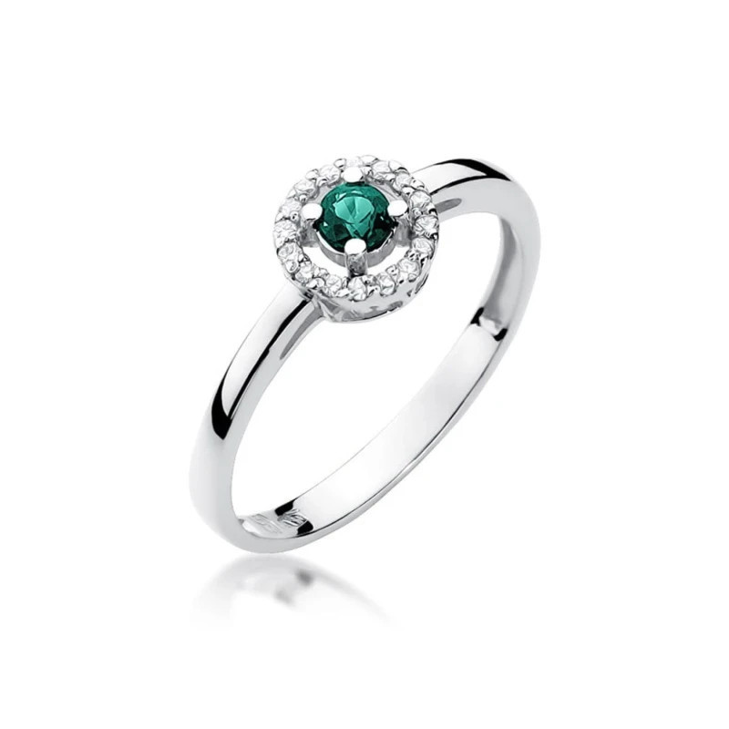 585 gold ring with emerald, white gold 585 gold ring with emerald, white gold
