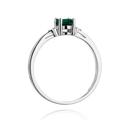 Gold Ring 585 White Gold Emerald Diamonds Certificate
