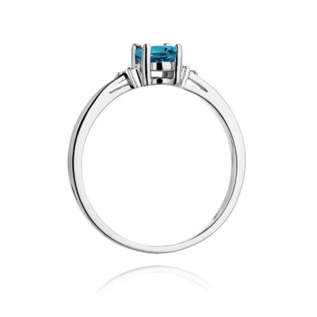 Gold Ring 585 White Gold Topaz Diamonds Certificate